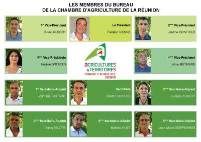Frédéric Vienne et le nouveau bureau de la Chambre d&#039;Agriculture de la Réunion